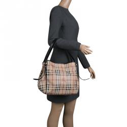 Pre Owned Burberry Beige/Black Haymarket Check PVC Small Canterbury Tote