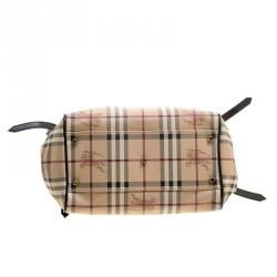 Pre Owned Burberry Beige/Black Haymarket Check PVC Small Canterbury Tote