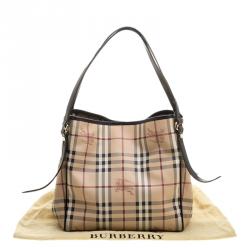 Pre Owned Burberry Beige/Black Haymarket Check PVC Small Canterbury Tote