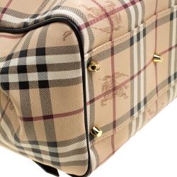 Pre Owned Burberry Beige/Black Haymarket Check PVC Small Canterbury Tote