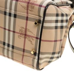 Pre Owned Burberry Beige/Black Haymarket Check PVC Small Canterbury Tote