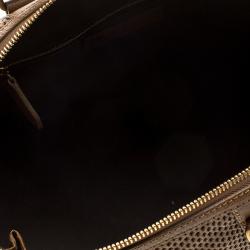 Pre Owned Burberry Brown Perforated Leather Medium Gilmore Satchel