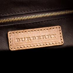 Pre Owned Burberry Brown Perforated Leather Medium Gilmore Satchel