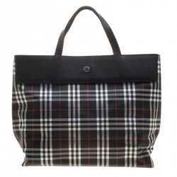 Pre Owned Burberry Black London House Check Nylon Tote