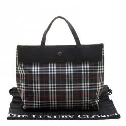 Pre Owned Burberry Black London House Check Nylon Tote