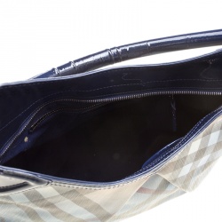 Pre Owned Burberry Jet Blue Nova Pop Check PVC and Patent Leather Medium Craigwell Hobo 