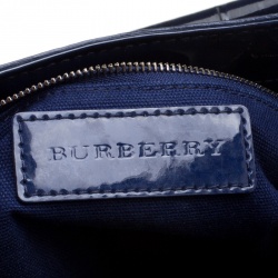 Pre Owned Burberry Jet Blue Nova Pop Check PVC and Patent Leather Medium Craigwell Hobo 