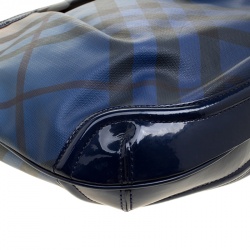 Pre Owned Burberry Jet Blue Nova Pop Check PVC and Patent Leather Medium Craigwell Hobo 