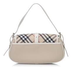 Pre Owned Burberry Two Tone Plaid Nylon Shoulder Bag