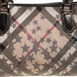 Pre Owned Burberry Beige/Grey Nova Check Vinyl Nickie Stars Tote
