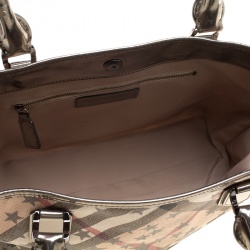 Pre Owned Burberry Beige/Grey Nova Check Vinyl Nickie Stars Tote