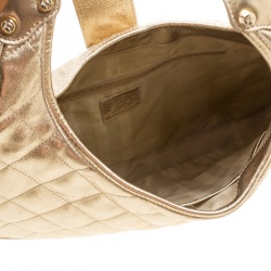 Pre Owned Burberry Gold Quilted Leather Brooke Hobo