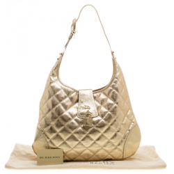 Pre Owned Burberry Gold Quilted Leather Brooke Hobo