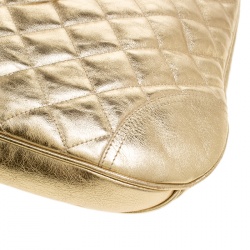 Pre Owned Burberry Gold Quilted Leather Brooke Hobo