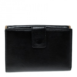 Pre Owned Burberry Black Leather and Fabric Trim Wallet