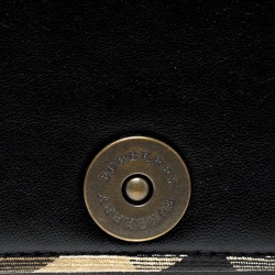 Pre Owned Burberry Black Leather and Fabric Trim Wallet