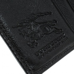 Pre Owned Burberry Black Leather and Fabric Trim Wallet