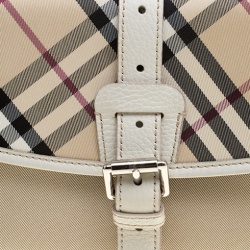 Pre Owned Burberry Beige Nova Check Fabric Shoulder Bag