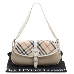 Pre Owned Burberry Beige Nova Check Fabric Shoulder Bag