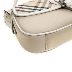 Pre Owned Burberry Beige Nova Check Fabric Shoulder Bag