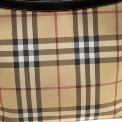 Pre Owned Burberry Beige House Check PVC Shoulder Bag