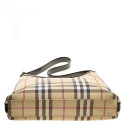 Pre Owned Burberry Beige House Check PVC Shoulder Bag
