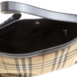 Pre Owned Burberry Beige House Check PVC Shoulder Bag