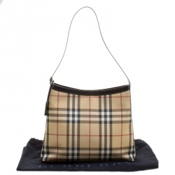 Pre Owned Burberry Beige House Check PVC Shoulder Bag
