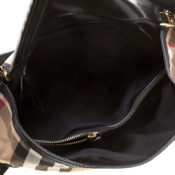 Pre Owned Burberry Beige/Black House Check Canvas and Leather Medium Bridle Gosford Hobo