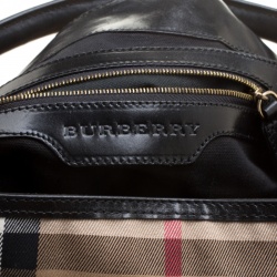 Pre Owned Burberry Beige/Black House Check Canvas and Leather Medium Bridle Gosford Hobo