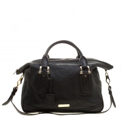 Pre Owned Burberry Black Pebbled Leather Kirley Satchel