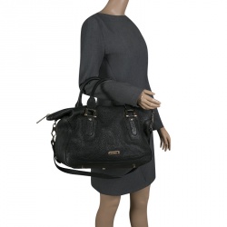Pre Owned Burberry Black Pebbled Leather Kirley Satchel