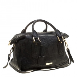 Pre Owned Burberry Black Pebbled Leather Kirley Satchel
