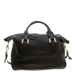 Pre Owned Burberry Black Pebbled Leather Kirley Satchel