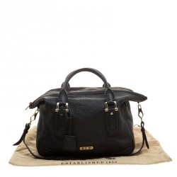 Pre Owned Burberry Black Pebbled Leather Kirley Satchel
