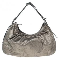 مملوكة مسبقًا Burberry Bronze Leather Degrade Lace Large Avondale Hobo