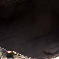 Pre Owned Burberry Beige/Brown Haymarket Check PVC and Leather Gladstone Bowling Bag