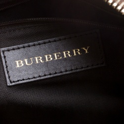 Pre Owned Burberry Beige/Brown Haymarket Check PVC and Leather Gladstone Bowling Bag