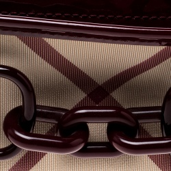 Pre Owned Burberry Beige/Red Nova Check Coated Canvas Pochette Shoulder Bag