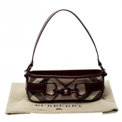 Pre Owned Burberry Beige/Red Nova Check Coated Canvas Pochette Shoulder Bag