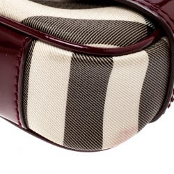 Pre Owned Burberry Beige/Red Nova Check Coated Canvas Pochette Shoulder Bag