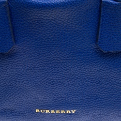 Pre Owned Burberry Cobalt Blue Grained Leather Baynard Tote 