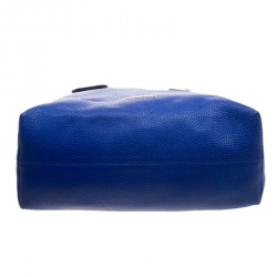 Pre Owned Burberry Cobalt Blue Grained Leather Baynard Tote 