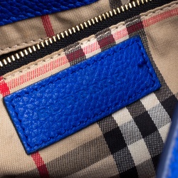 Pre Owned Burberry Cobalt Blue Grained Leather Baynard Tote 