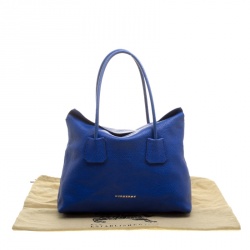 Pre Owned Burberry Cobalt Blue Grained Leather Baynard Tote 