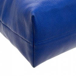 Pre Owned Burberry Cobalt Blue Grained Leather Baynard Tote 