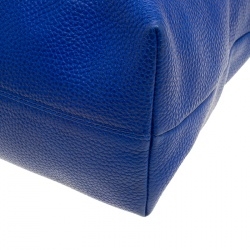 Pre Owned Burberry Cobalt Blue Grained Leather Baynard Tote 