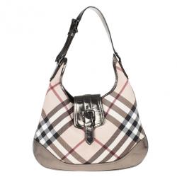Pre Owned Burberry Nova Check Buckle Hobo