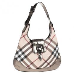Pre Owned Burberry Nova Check Buckle Hobo