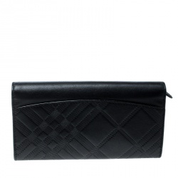 مملوكة مسبقًا Burberry Black Leather Continental Wallet
